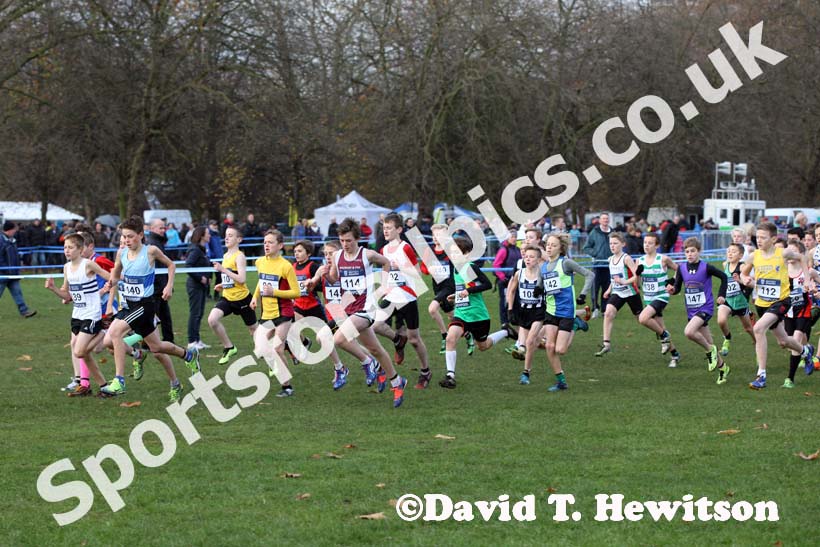 Under-13 boys start, Liverpool Cross Challenge. David T. Hewitson/Sports for All Pics